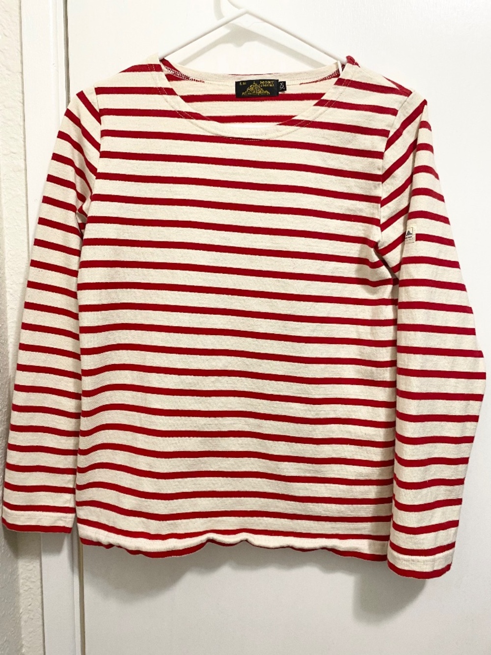 Le Mont St Michel Size XS  Women’s Red Stripe Long Sleeves.